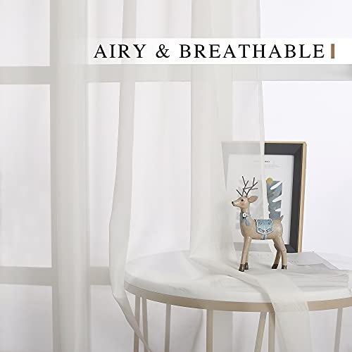 Beige Sheer Curtains Airy & Elegant for Windows (Beige / 37"W x 84"L (Pack of 2))