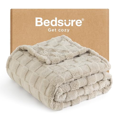 Checkered Soft Beige Throw Blanket for Couch (Oatmeal / Throw (50" X 60"))