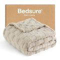 Checkered Soft Beige Throw Blanket for Couch (Oatmeal / Throw (50" X 60"))
