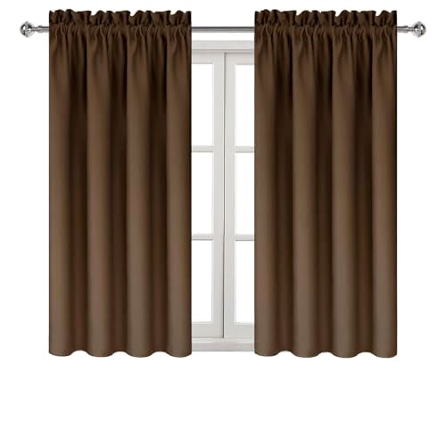 Blackout Curtains for Bedroom Living Room 38 x 45 Inch Long Brown (Brown / 38"W x 45"L (Pack of 2))