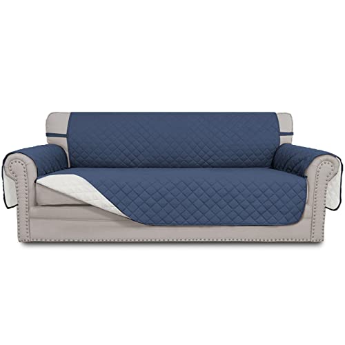 Reversible Couch Cover (Dark Blue/Ivory / X-Large Sofa)
