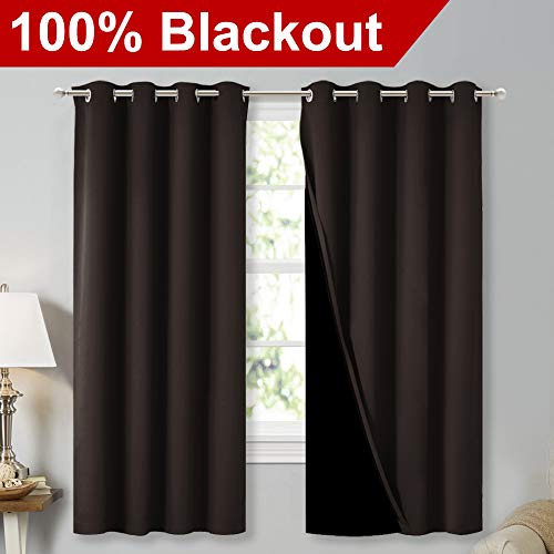 Complete 100% Blackout Curtains (Brown / 52"W x 63"L (Pack of 2))