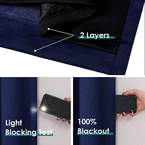 100% Blackout Curtains for Bedroom 84 Inches Long 2 Panels Set (42"W x 84"L (Pack of 2) / Navy Blue)