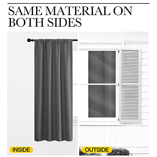 Grey Blackout Curtains for Bedroom 34" Wide x 72" Long 2 Panels (Grey / 34"W x 72"L (Pack of 2))