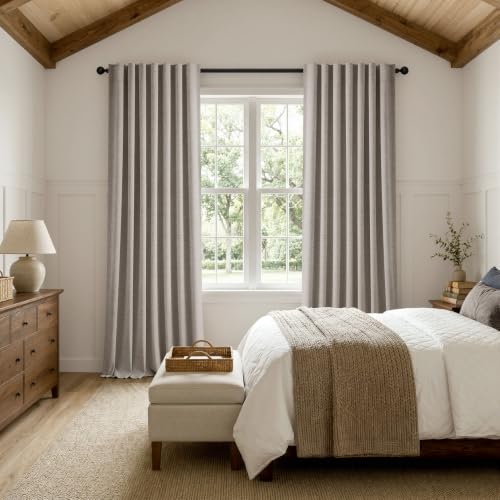 100% Blackout Linen Curtains 42 x 108 Inch Greige 2 Panels (Greige / 42"W x 108"L (Pack of 2))