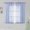Denim Short Sheer Curtains 45 Inch Length for Small Windows (Denim / 42"W x 45"L (Pack of 2))