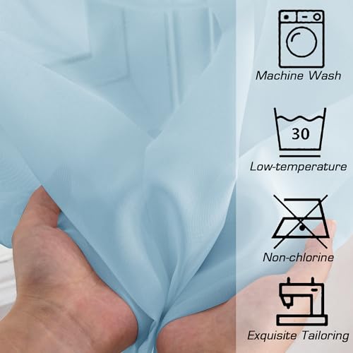 Sheer Curtains 96 inches Long for Bedroom Living Room (Sky Blue / 42"W x 96"L (Pack of 2))
