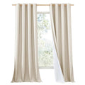 100% Absolutely Blackout Linen Curtains with Thermal Insulated White Liner (52"W x 108"L (Pack of 2) / Beige)