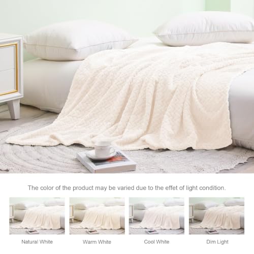 Soft Fleece Bed Blanket Queen Size (Off White / Queen ( 90x90 IN ))
