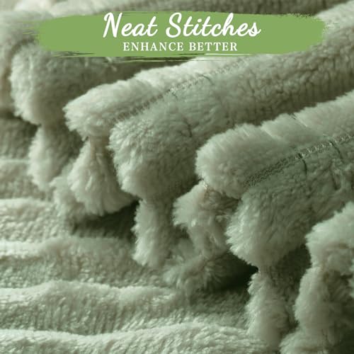 6 Pcs Flannel Blankets Bulk (Sage Green)