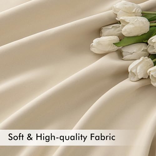 Cream Beige Back Tab Blackout Curtains 52x90 Inch Long 2 Panels Set (Cream Beige / 52"W x 90"L (Pack of 2))