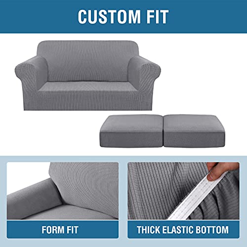 3 Piece Stretch Sofa Covers for 2 Cushion Loveseat Couch Covers for Living Room Sofa Slipcovers (Medium / Dove)