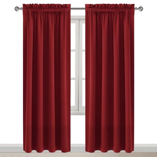 Blackout Curtains for Bedroom Living Room 52 x 84 Inch Long Burgundy (Burgundy / 52"W x 84"L (Pack of 2))