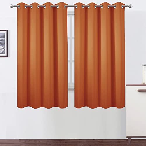 Orange Blackout Curtains 66 x 63 Inch Length (Orange / 66"W x 63"L (Pack of 2))