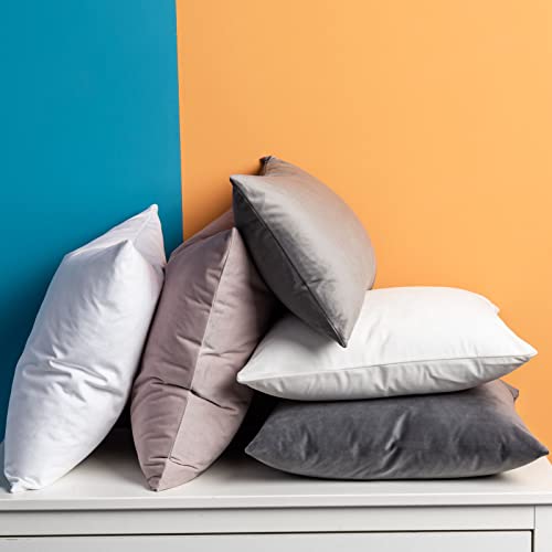 12x20 Lumbar Velvet Throw Pillow Covers Set of 2 (Cream White / 20" x 12" (Pack of 2))