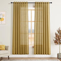 Gold Linen Curtains 72 Inch Length for Living Room Semi Sheer Light Filtering Door Drapes 2 Panels Set for Kids Bedroom Light Filtering Back Tab Rod Pocket Modern Farmhouse Decor 52x72 (52"W x 72"L (Pack of 2) / Gold)
