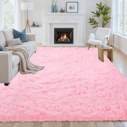 8x10 Fluffy Shag Area Rugs for Living Room Bedroom (Light Pink / 8' x 10' (Rectangular))