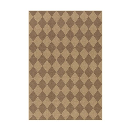 Checkered Easy Jute Outdoor Patio Rug (6' x 9' (Rectangular) / Nature/Checkerboard -2)