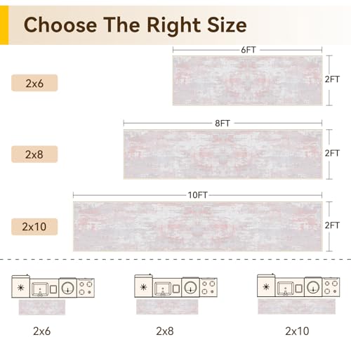 Washable Runner 2'x6' Abstract Area Rug for Hallway Gray Pink (Gray/Pink / 2' x 6' (Runner))