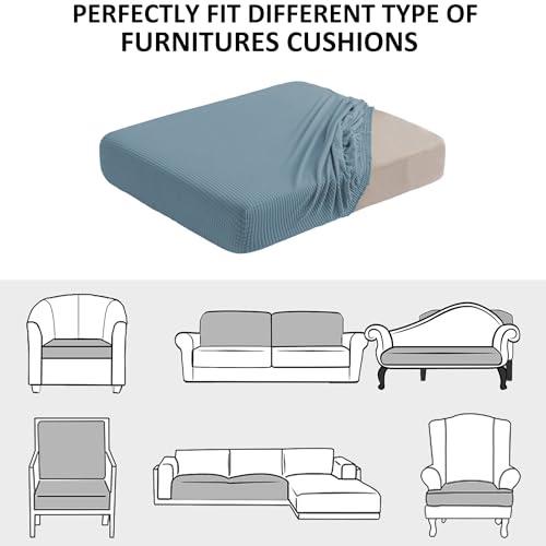 Water Repellent Sofa Seat Slipcovers Stretch Cushion Covers (Large / Dusty Blue)