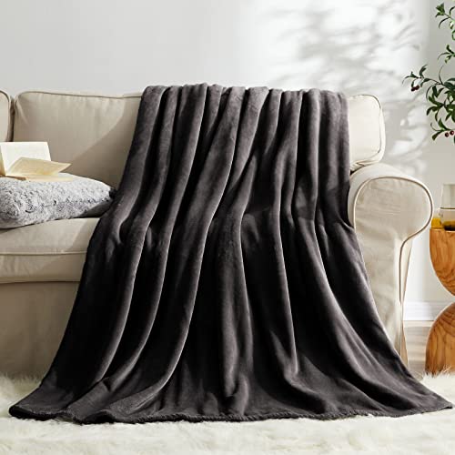 Super Soft Throw Blanket Premium Silky Flannel Fleece Twin Size Black Microfiber Lightweight Blanket All Season Use (Black / Twin(60"x80"))
