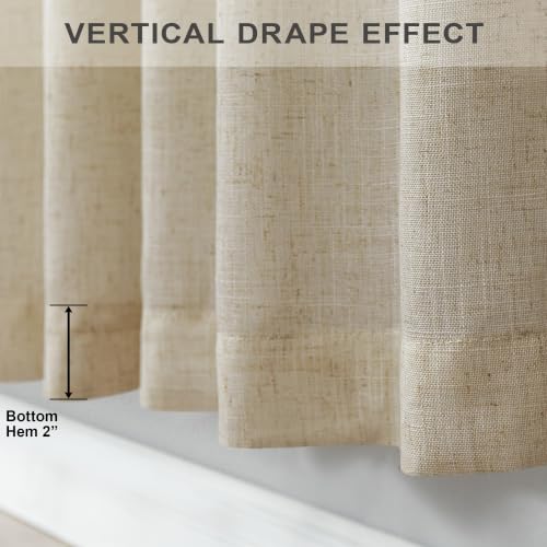Burlywood Birch Natural Linen Curtains 92 Inch Length 2 Panels Set Back Tab Light Filtering Living Room Curtain Drapes Office Modern Minimalist Decor Farmhouse Boho Neutral Semi Sheer Curtain 92 Long (52"W x 92"L (Pack of 2) / Burlywood Birch)