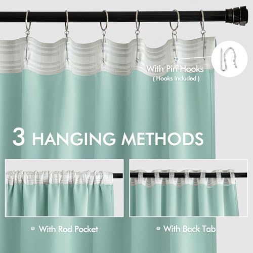 Aqua Back Tab Blackout Curtains 52x120 Inch Long 2 Panels Set (Aqua / 52"W x 120"L (Pack of 2))
