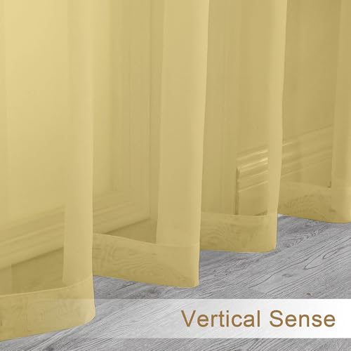 Mustard Yellow Sheer Valances for Windows (Yellow / 42"W x 16"L (Pack of 2))