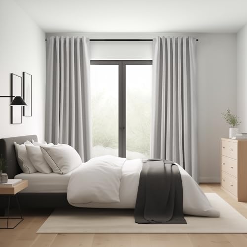 Grey Beige Extra Long 132 Inch 100% Blackout Curtains for Livingroom Neutral Modern Linen Blend Curtain Drapes Sound Proof Drapes Privacy Ceiling Track Villa Bedroom 11Ft (Grey Beige / 52"W x 132"L (Pack of 2))