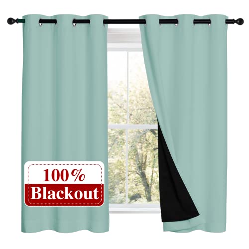 100% Blackout Curtains 54 inches Long (Aqua Blue / 42"W x 54"L (Pack of 2))
