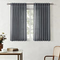 Dark Gray Curtains for Living Room Back Tab Modern Farmhouse Semi Sheer Gray Curtains 45 inches Long 2 Panels Set Muted Neutral Window Curtain for Dining Room Bedroom 52x45 (Dark Gray / 52"W x 45"L (Pack of 2))