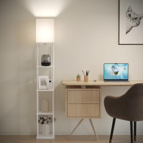 5 Tier Floor Lamp with Shelves (White / 5-Tier)