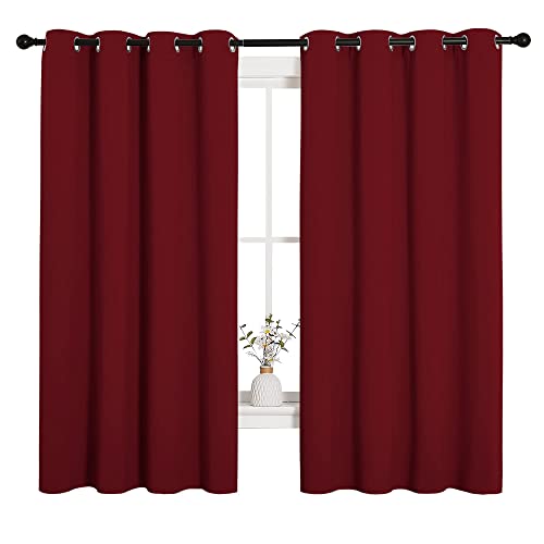 Christmas Burgundy Window Curtains 1 Pair 55 by 68 (Burgundy Red / 55"W x 68"L (Pack of 2))