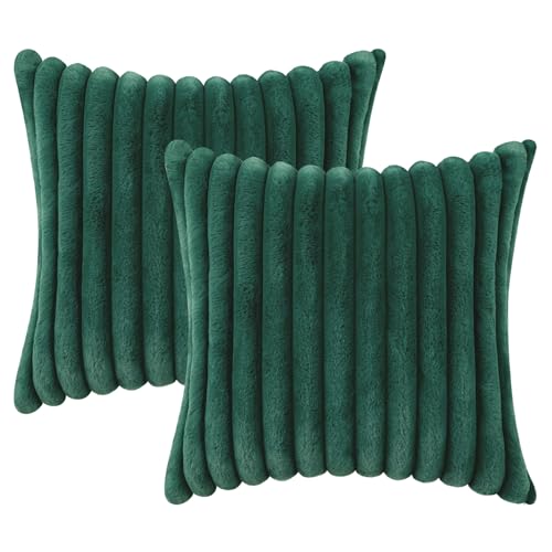 Fall Faux Fur Throw Pillow Covers 22x22 Set of 2 Christmas Green (Christmas Green / 22" x 22" (Pack of 2))
