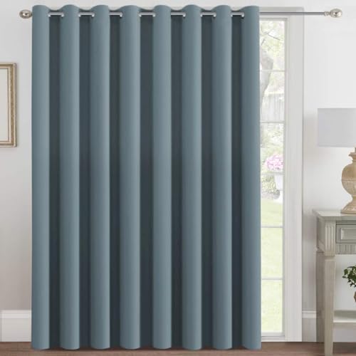Blackout Patio Curtains 100x84 Inches for Sliding Door Extral Wide Blackout Curtain Panels Thermal Insulated Room Divider (100"W x 84"L (Pack of 1) / Stone Blue)