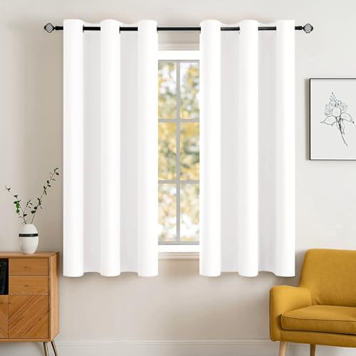 Pure White Blackout Bedroom Curtains 63 Inch Long Light Blocking (Pure White / 42"W x 63"L (Pack of 2))