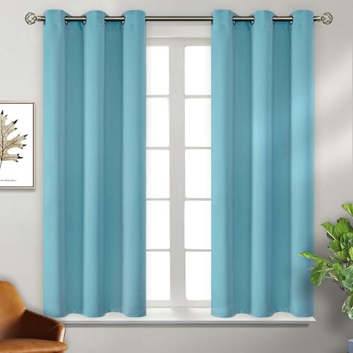 Short Curtains for Small Window 45 Inch Long (Aqua / 38"W x 45"L (Pack of 2))
