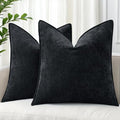 Chenille Black Velvet Throw Pillow Covers 26x26 Set of 2 (Black / 26" x 26" (Pack of 2))