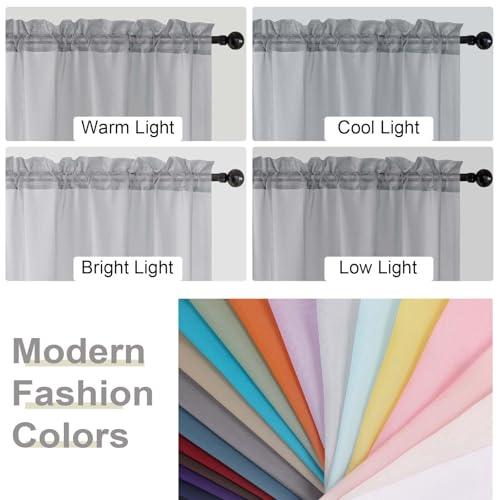 Kitchen Curtains 24 Inch Length Tier 2 Pieces (Light Grey / 42"W x 24"L (Pack of 2))