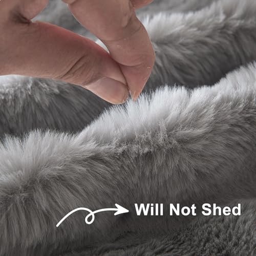 Faux Fur Plush Sofa Covers for Couch Washable Rabbit Plush Couch Cover Cozy Faux Fur Sectional Covers for Dogs Fluffy Plush L Shaped Sofa Cover Pet Couch Protector (71" x 118" / Z-plush:dark Grey)