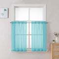 Sheer Curtains 36 inch Length 2 Panels Set (Aqua / 42"W x 36"L (Pack of 2))