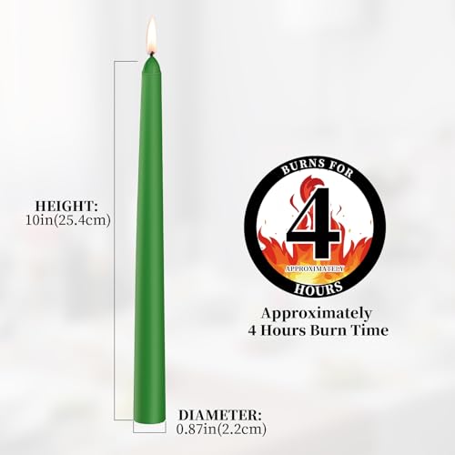 0.87×10 Inch Green Taper Candles (Dark Green)