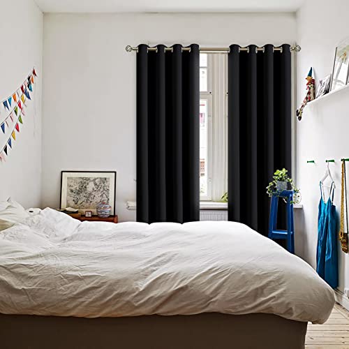 Blackout Curtains for Living Room (Black / 52"W x 95"L (Pack of 2))