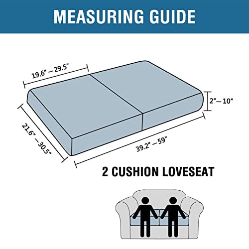 Super Stretch Individual Seat Sofa Covers Couch Slipcover Sets Thick Jacquard Textured Twill Fabric (Dove / 2 Cushion Loveseat)