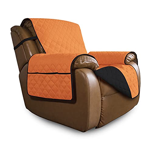 Reversible Couch Cover (Orange/Black / Large Recliner)