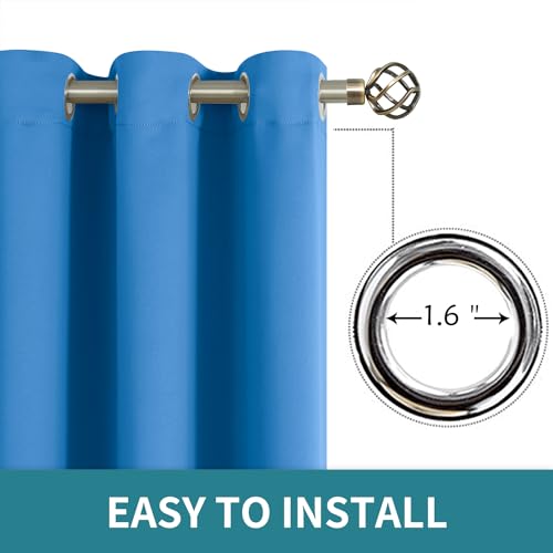 Classic Blue Blackout Curtains for Bedroom 63 Inch Long (Classic Blue / 42"W x 63"L (Pack of 2))