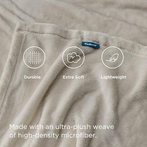 GentleSoft Fleece Throw Blanket for Couch Oxford Tan (Oxford Tan / Throw XL (50" X 70"))