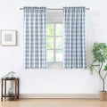 Short Beige Dusty Blue Buffalo Plaid Curtains 54 Inches Long (Dusty Blue/Beige / 40"W x 54"L (Pack of 2))