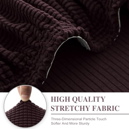 Couch Cushion Cover Chaise Lounge Cover Washable Separate Seat Chaise Couch Cover Stretch Sectional Sofa Slipcover (Brown / Chaise Cover)