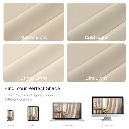 Light Beige Blackout Curtains 45 inch Length 2 Panels Set (Light Beige / 52"W x 45"L (Pack of 2))